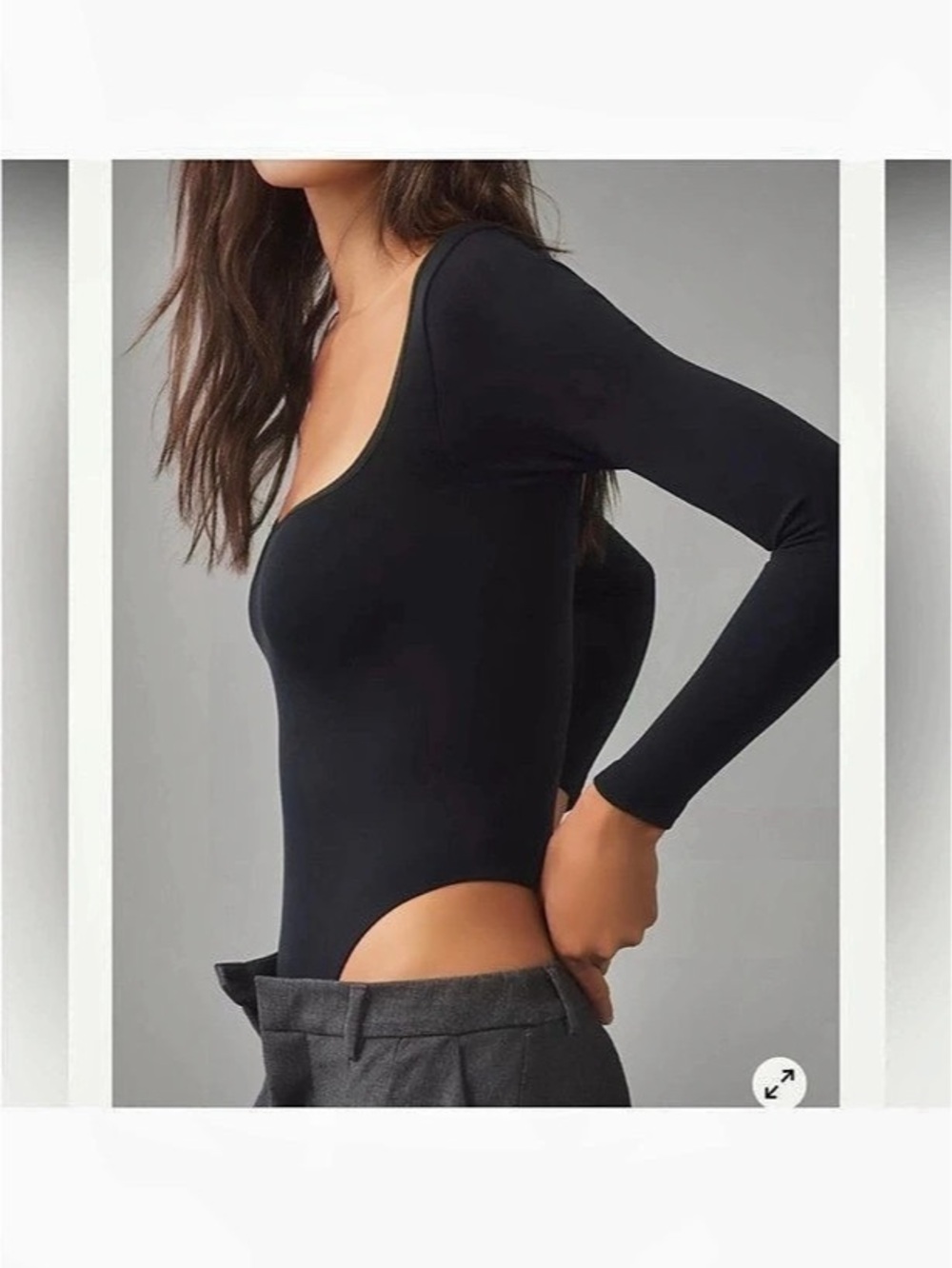 Anthropologie The Viv Black Long Sleeve Bodysuit Like New, size S/M